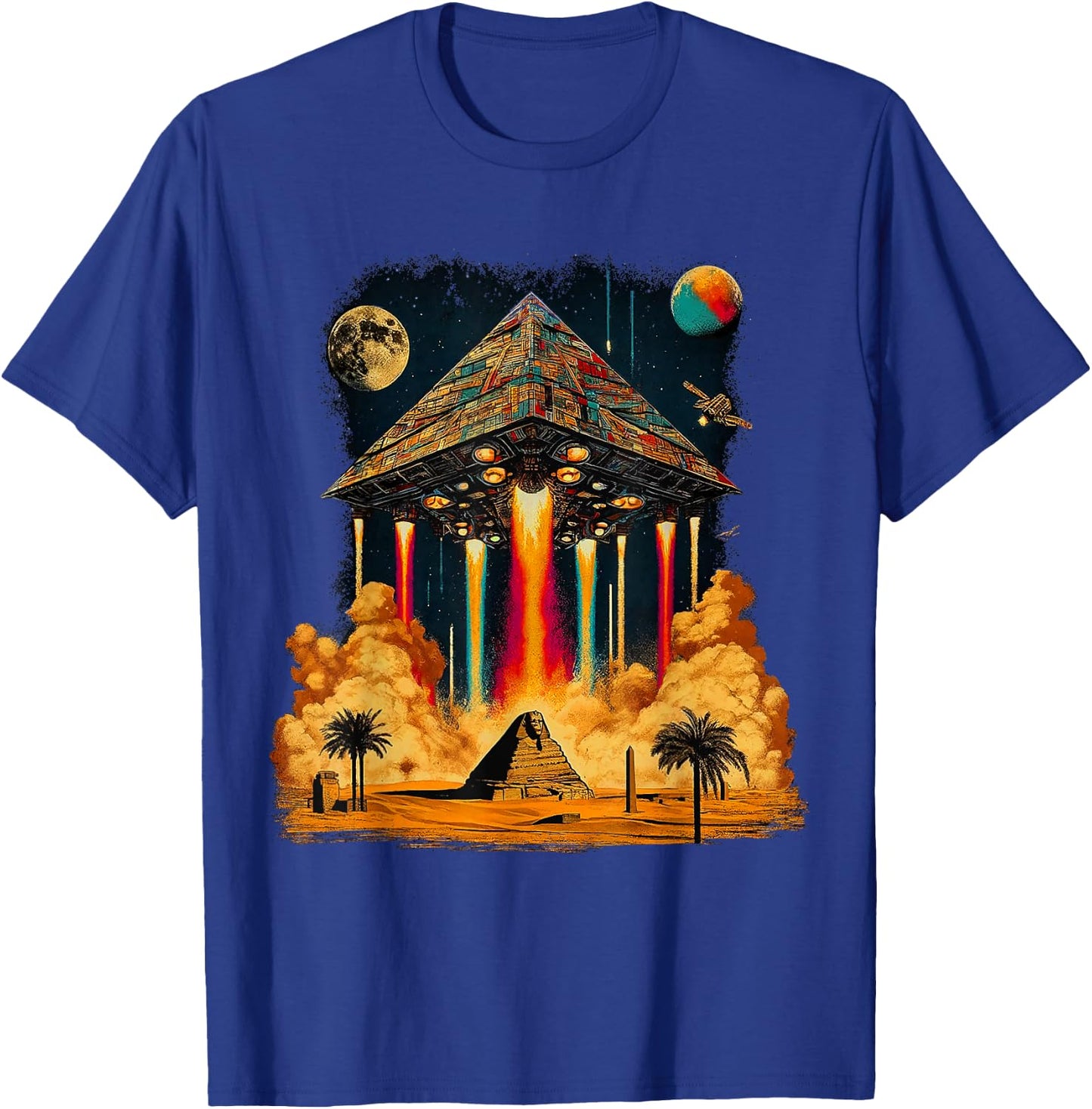 UFO Ancient Alien Pyramid Spaceship ancient astronaut T-Shirt - T-Shirt | Royal