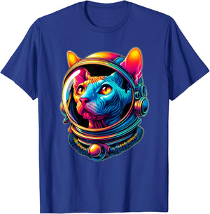 Astronaut Hairless Sphynx Cat Colorful Women Girls Kids T-Shirt - T-Shirt | Royal