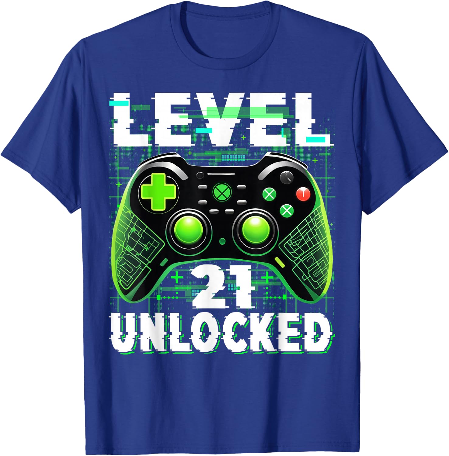 Level 21 Unlocked Shirt Funny Video Gamer Geek 21st Birthday T-Shirt - T-Shirt | Royal