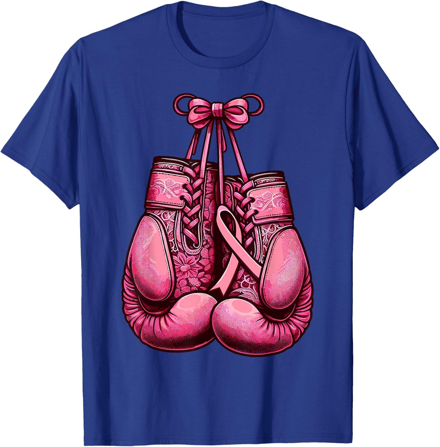 Breast Cancer Boxing Glove Pink Ribbon Awareness Fight Women T-Shirt - T-Shirt | Royal