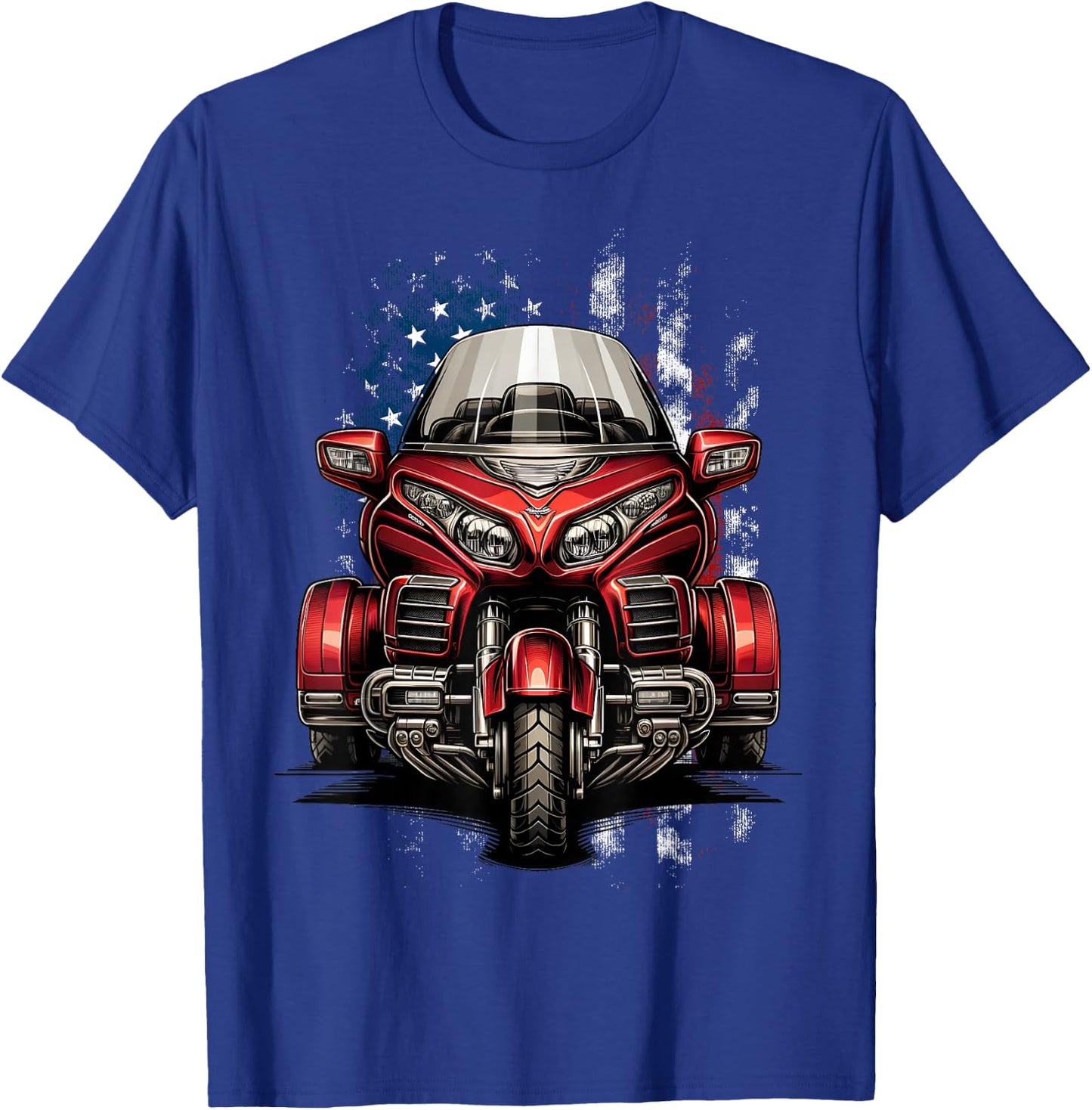 Motorcycle Trike American Patriotic MotorTrike US Flag Trike T-Shirt - T-Shirt | Royal