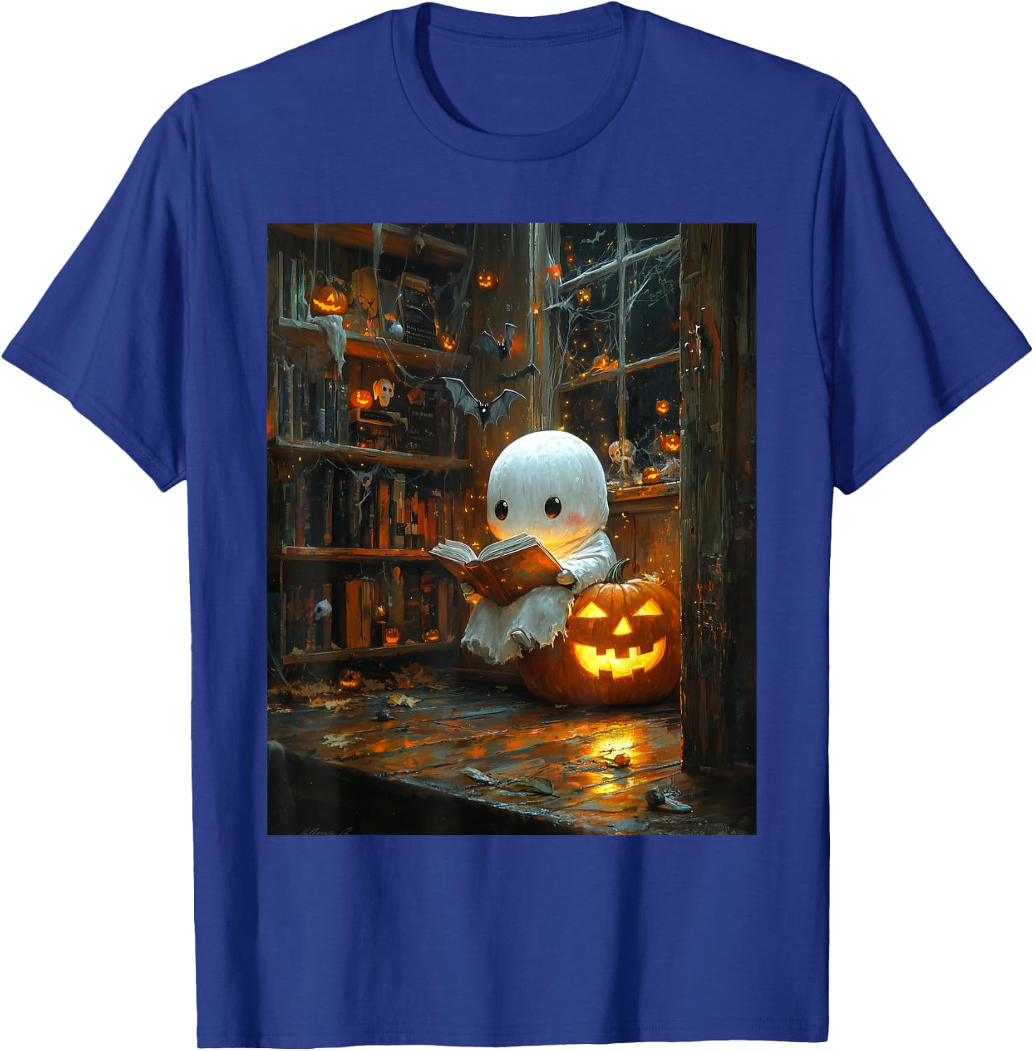 Halloween Girls Design Ghost Book Boys Spooky Kids Halloween T-Shirt - T-Shirt | Royal
