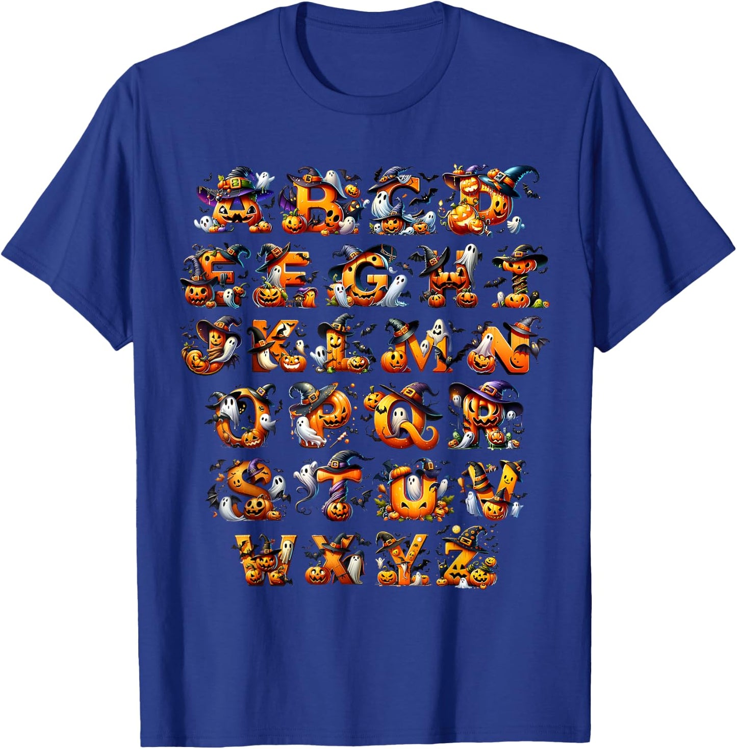 Spooky Halloween Alphabet ABCs Kindergarten Teacher Kids T-Shirt - T-Shirt | Royal