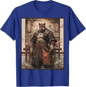 Pitbull Dog Samurai Full Gear Warriors Japanese Gothic Style T-Shirt - T-Shirt | Royal
