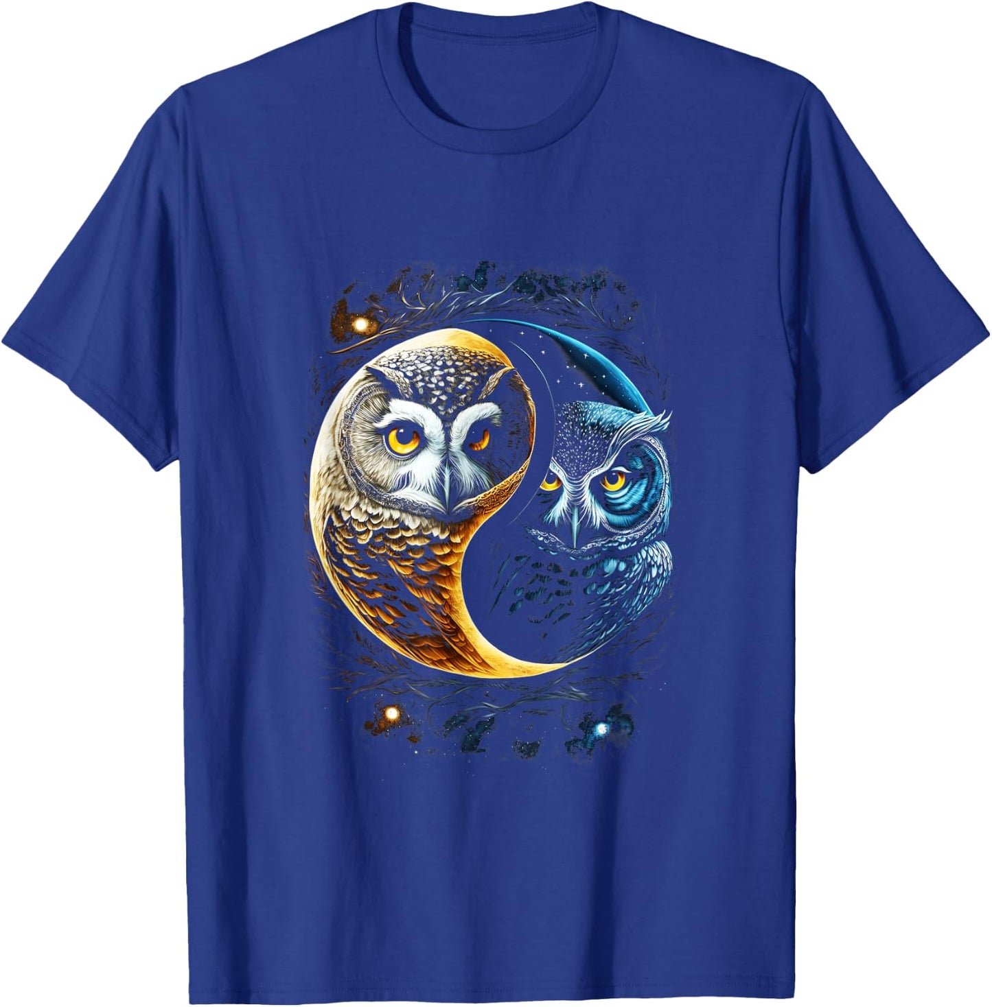 Moon Owl Birds Barn Humorous Yin And Yang Chinese T-Shirt - T-Shirt | Royal