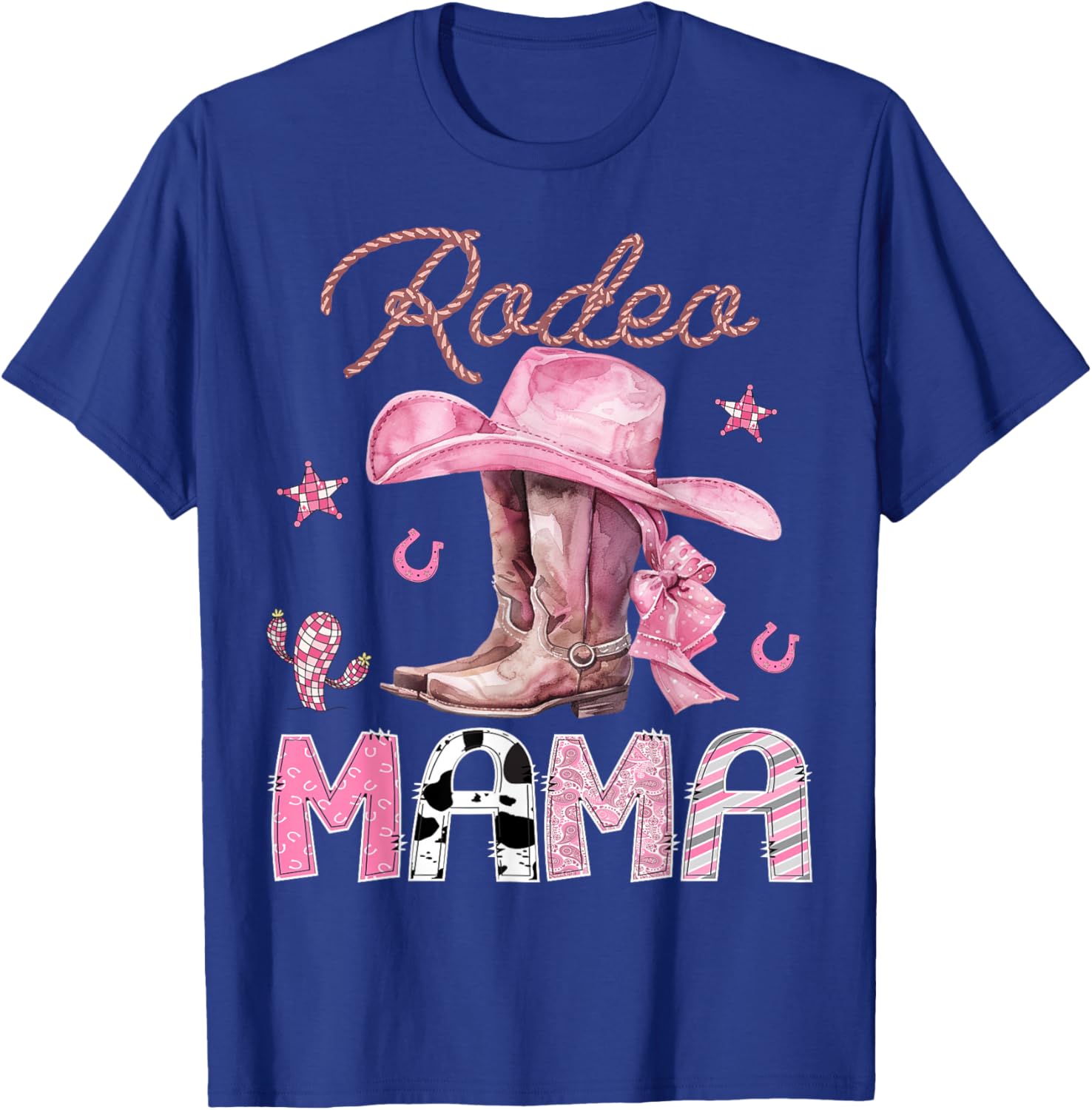 Rodeo Mama Pink Boots Coquette CowGirl Birthday Party T-Shirt - T-Shirt | Royal