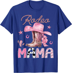 Rodeo Mama Pink Boots Coquette CowGirl Birthday Party T-Shirt - T-Shirt | Royal