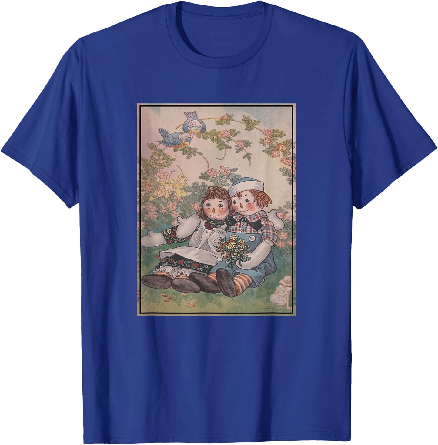 Raggedy Ann & Andy in The Flower Garden T-Shirt - T-Shirt | Royal