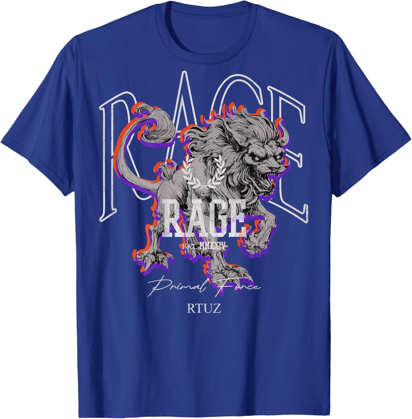Cool Y2K Back Print Streetwear Fashion Women Men Retro Lion T-Shirt - T-Shirt | Royal