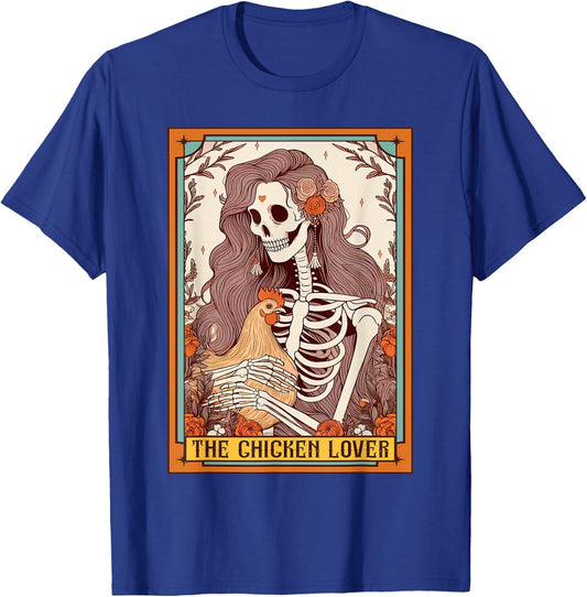 Chicken Mom Farm Life Skeleton The Chicken Lover Tarot Card T-Shirt - T-Shirt | Royal