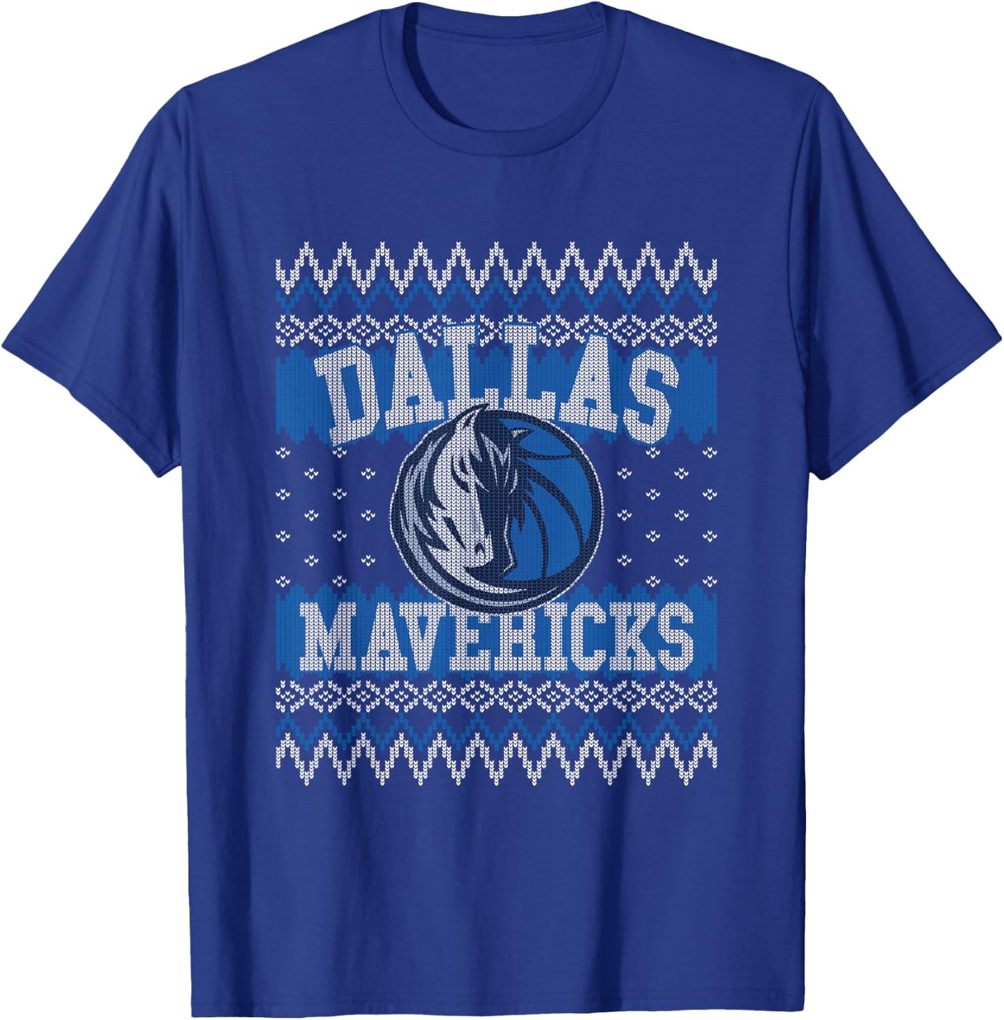 NBA Dallas Mavericks Ugly Christmas Sweater Style T-Shirt - T-Shirt | Royal