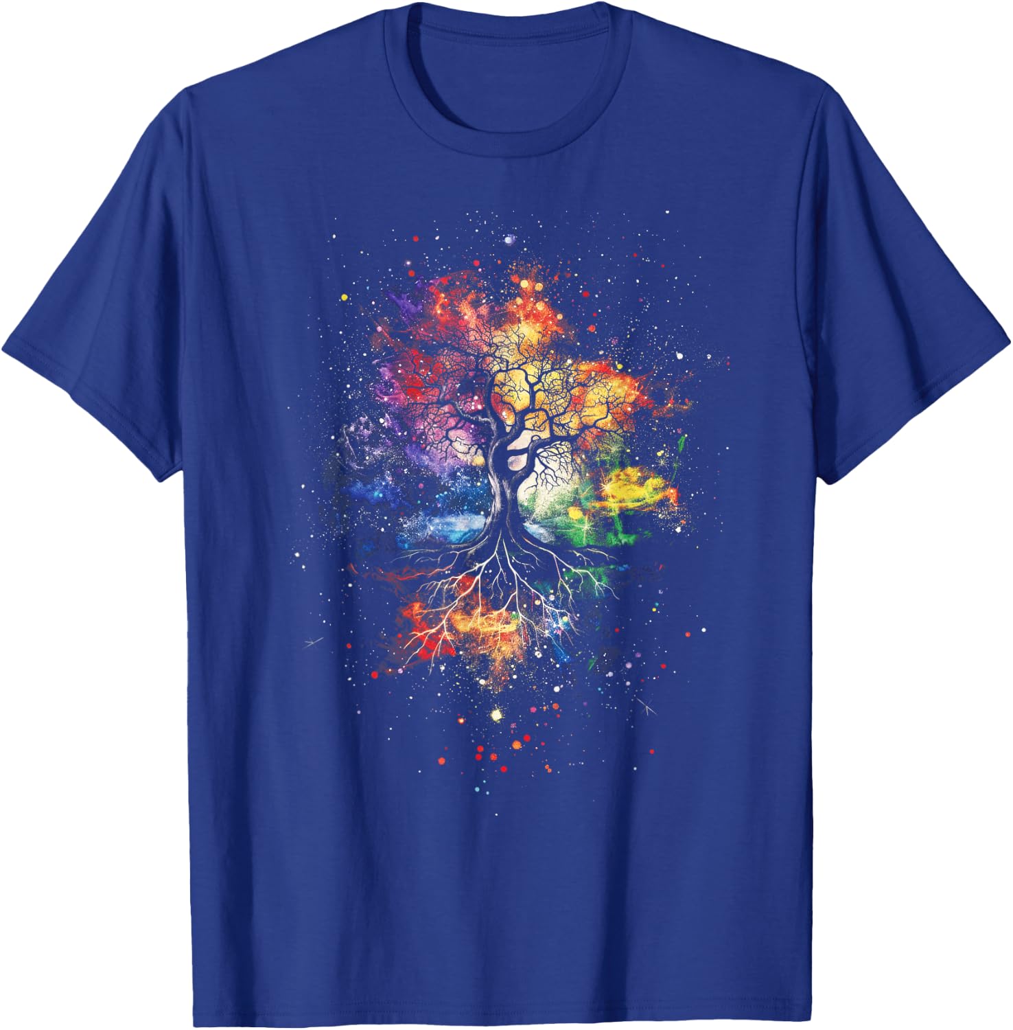 Tree Life Fantasy Mystical Nature Spiritual -Adults , Black, Small, Short Sleeve, Graphic, All Seasons, Pull On, 1 Count, Artistic Design, Lightweight Comfort T-Shirt - T-Shirt | Royal