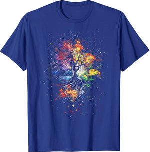 Tree Life Fantasy Mystical Nature Spiritual -Adults , Black, Small, Short Sleeve, Graphic, All Seasons, Pull On, 1 Count, Artistic Design, Lightweight Comfort T-Shirt - T-Shirt | Royal