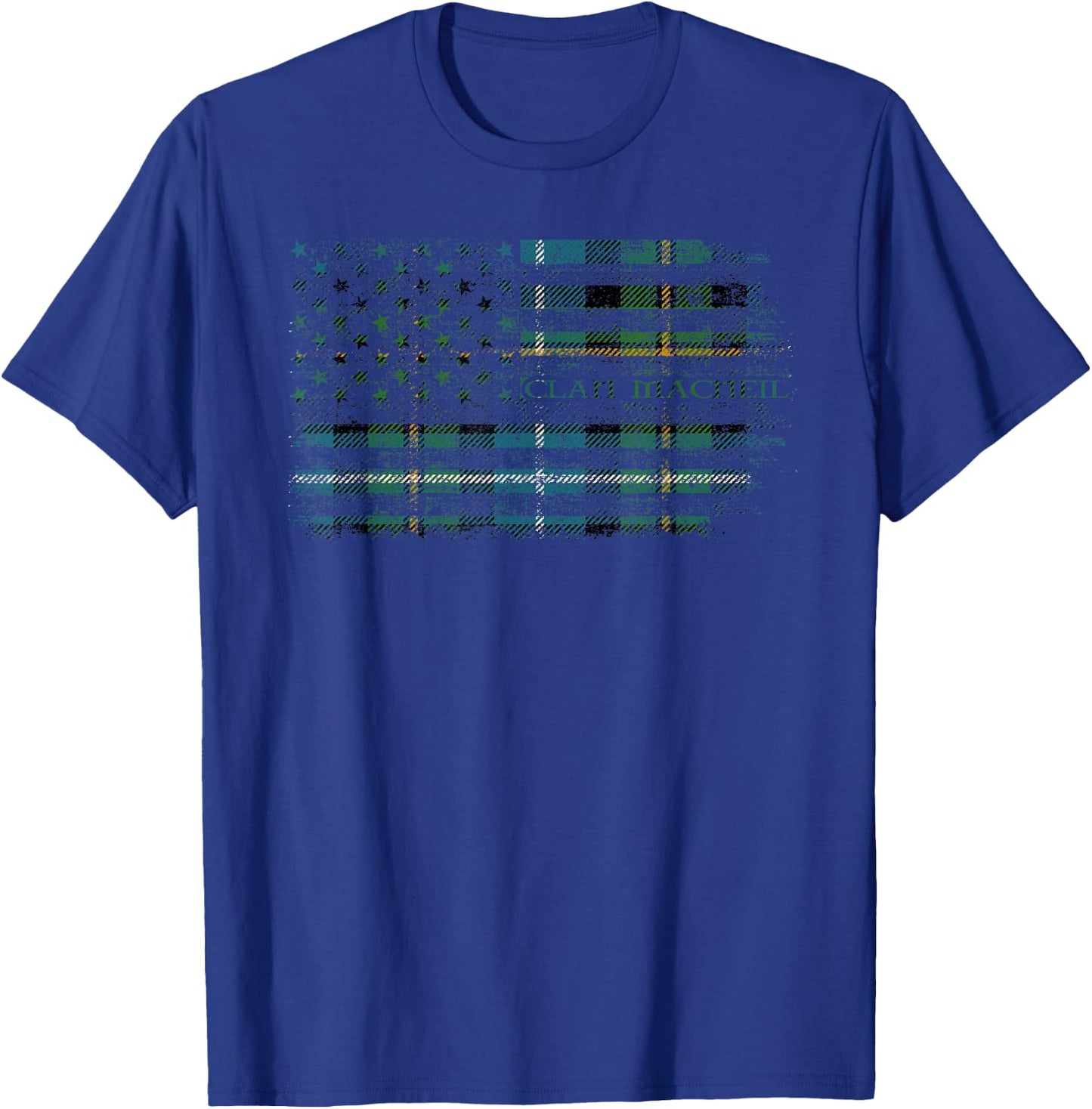 Clan MacNeil of Barra Scottish tartan US flag kilt Scotland T-Shirt - T-Shirt | Royal