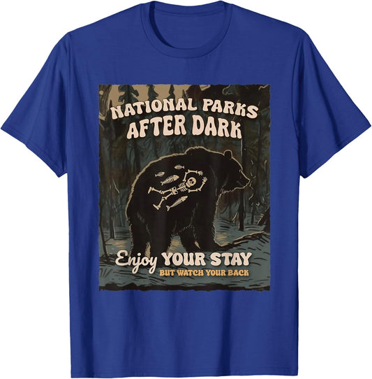 National Park After Dark - Adults - Black - Small - Short Sleeve - - Casual - Camping - Humor Lovers T-Shirt - T-Shirt | Royal