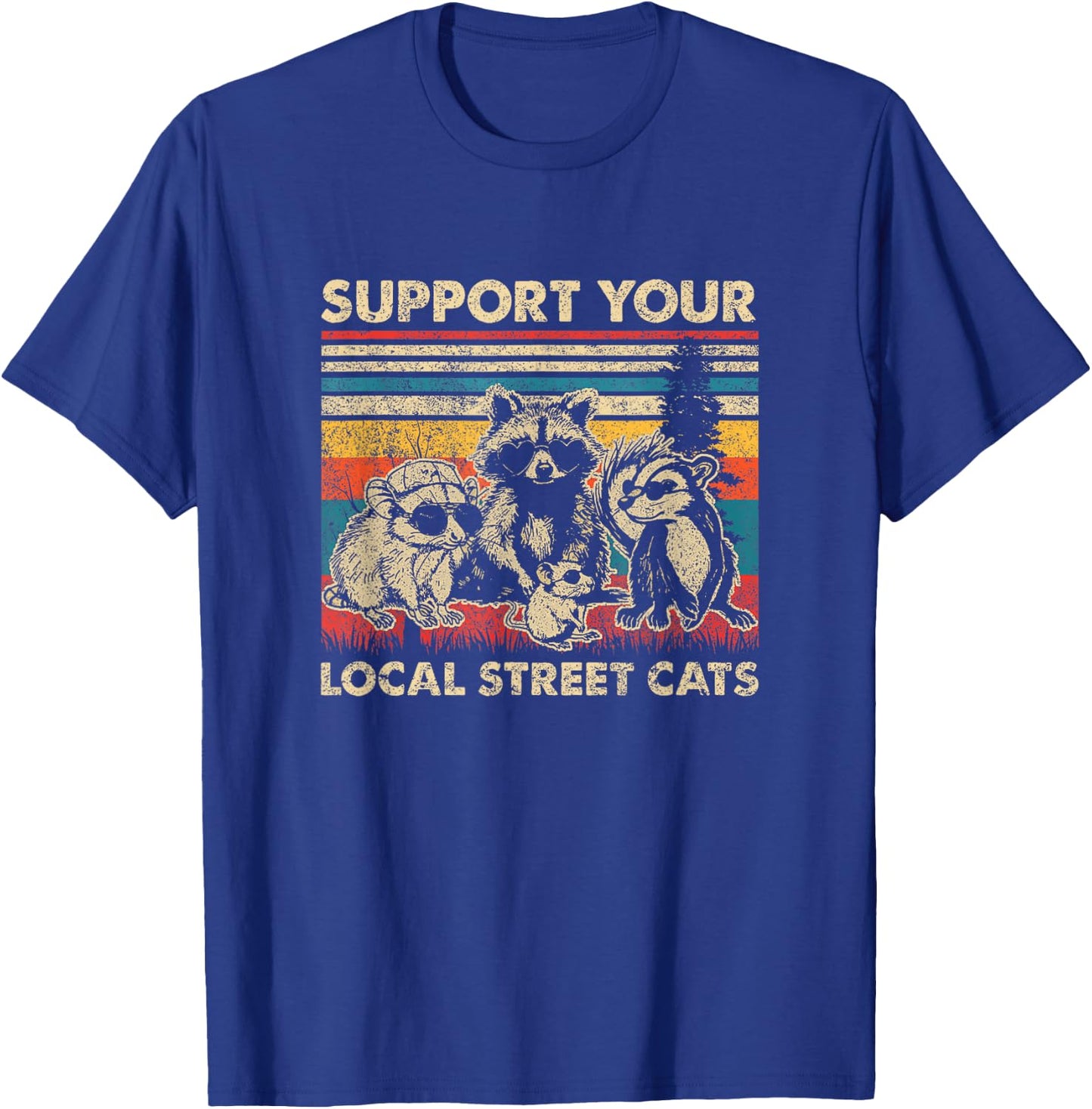 Support Local Street Cats Team Trash Opossum Raccoon Rat T-Shirt - T-Shirt | Royal