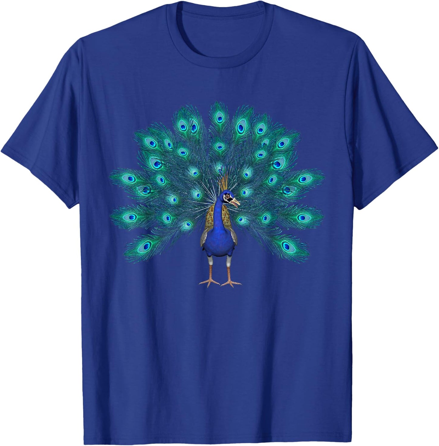 Cute Blue Peacock Print Teal Feathers Clothes T-Shirt - T-Shirt | Royal