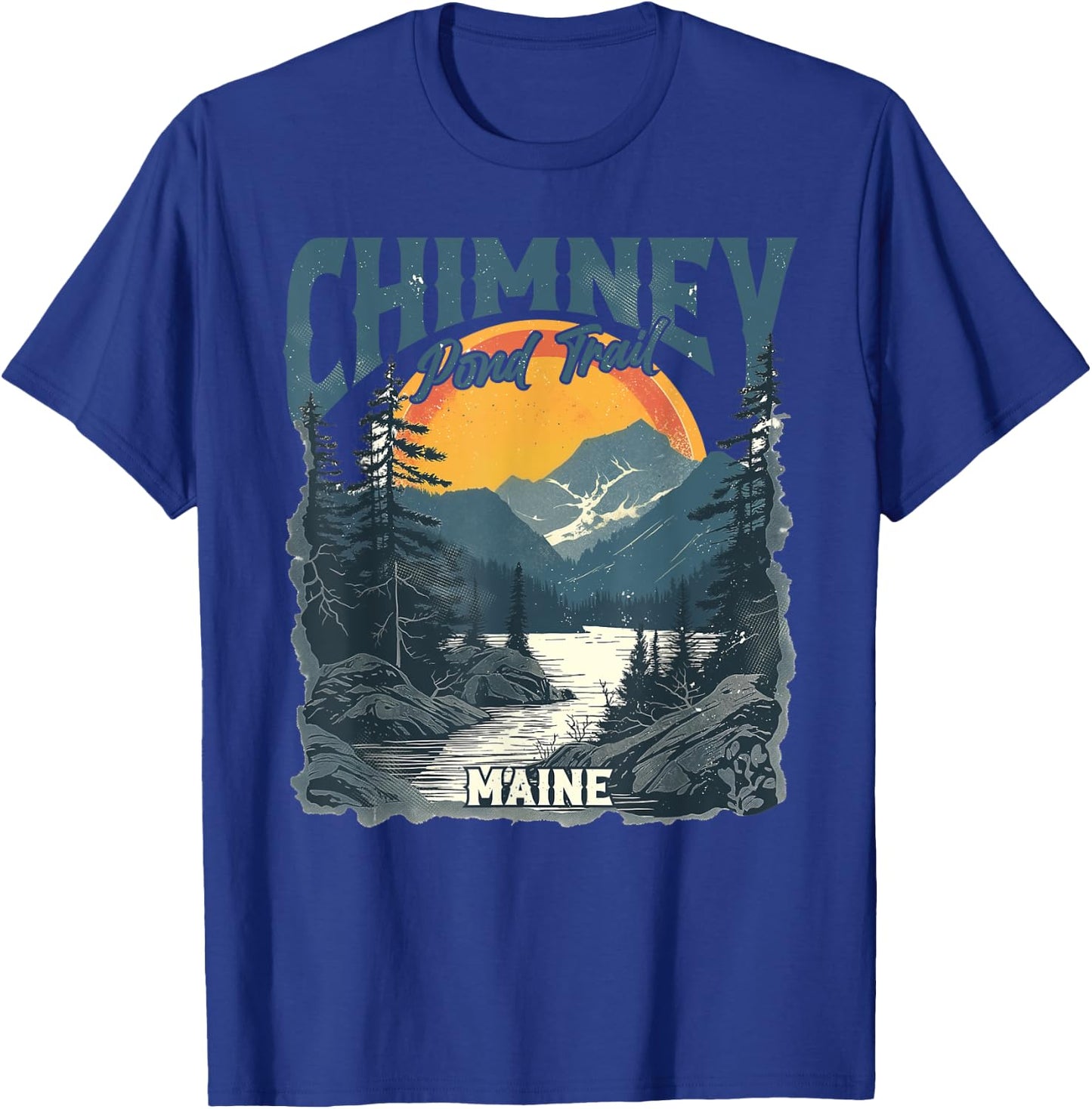 Chimney Pond Trail Maine Vintage Outdoor Retro T-Shirt - T-Shirt | Royal