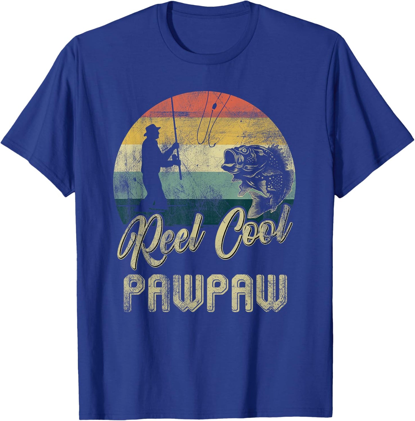Funny Vintage Reel Cool Pawpaw Fish Fishing Father's Day T-Shirt - T-Shirt | Royal