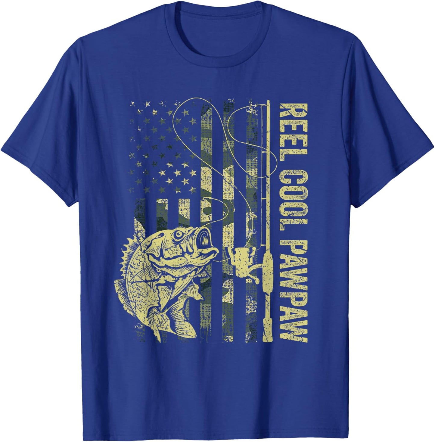 Reel Cool Pawpaw Camouflage American Flag Father's Day Gift T-Shirt - T-Shirt | Royal
