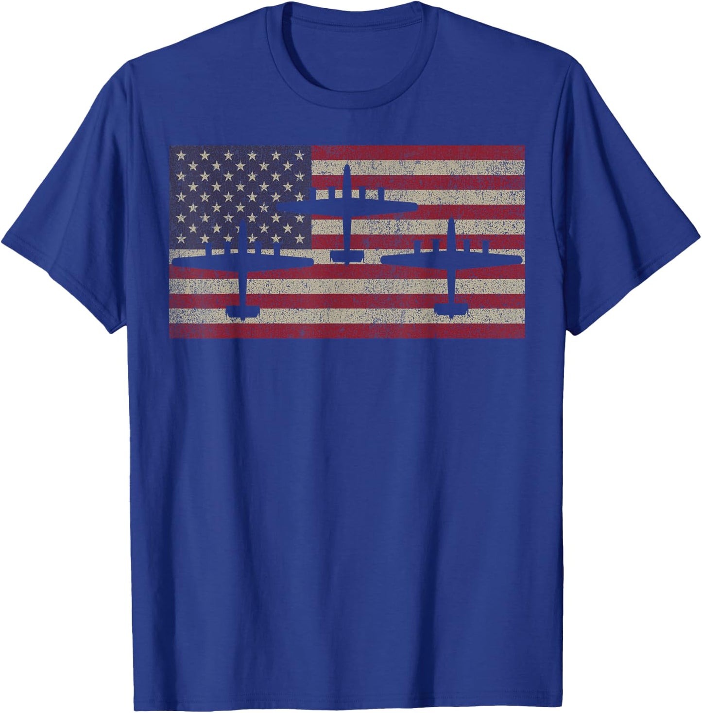 B-24 Liberator WW2 Bomber Plane USA American Flag Women Kids Men T-Shirt - T-Shirt | Royal