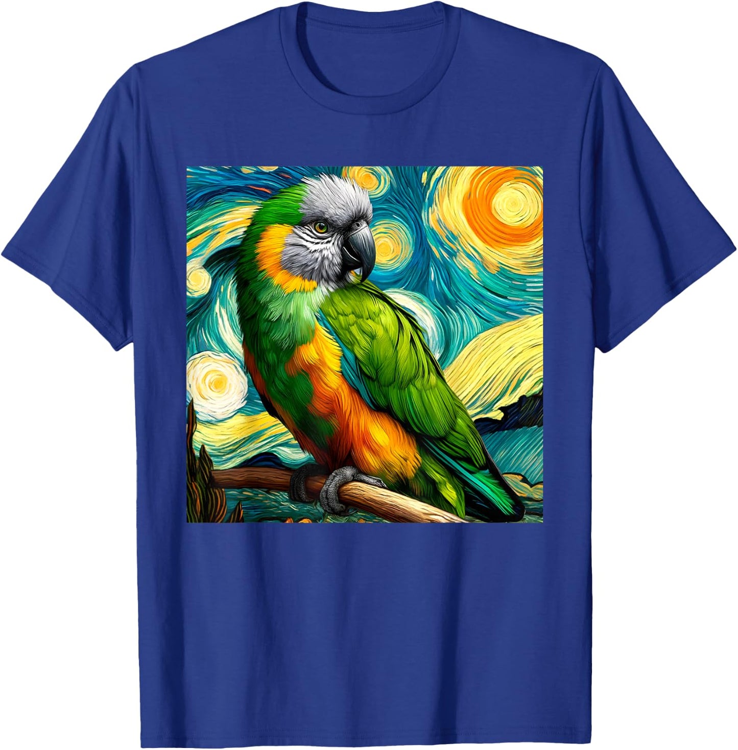 Senegal Parrot Owner Bird Breeder Starry Night Van Gogh Art T-Shirt - T-Shirt | Royal