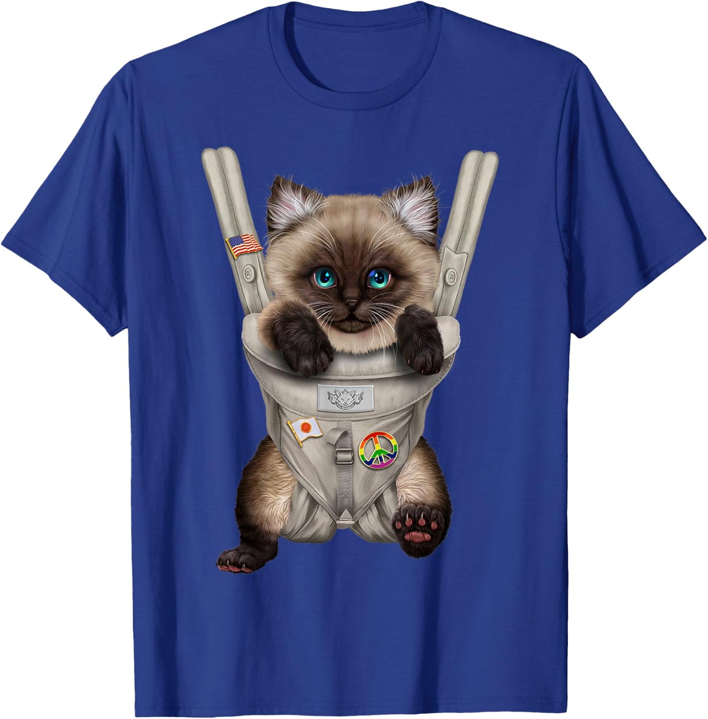 Siamese Cat in Baby Carrier Men Women Kids T-Shirt - T-Shirt | Royal
