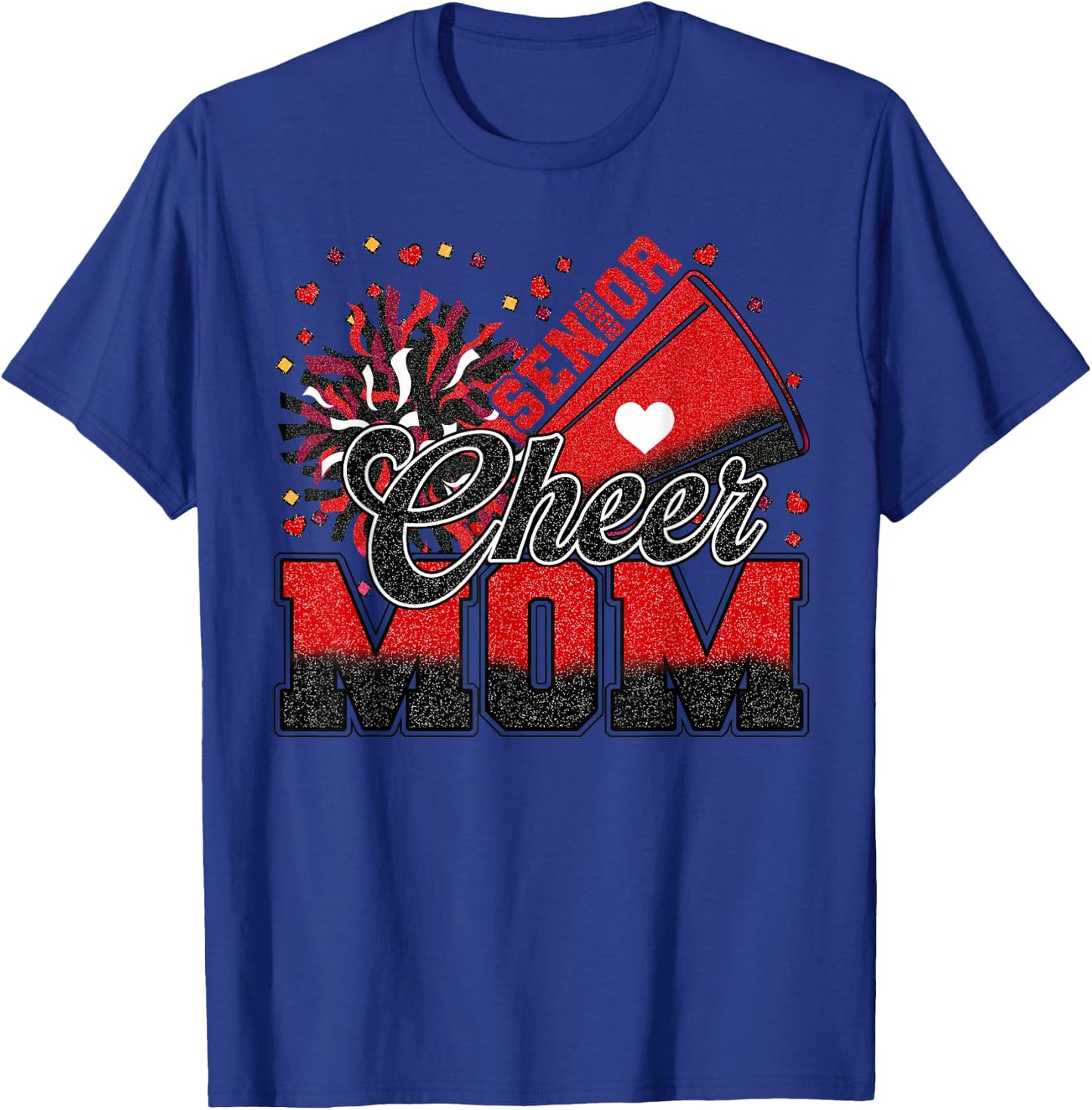 Senior Cheer Mom 2025 Red And Black Cheer Mom Cheerleader T-Shirt - T-Shirt | Royal