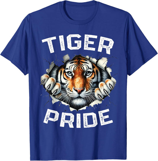 Tiger Pride Vintage Retro Tiger School Sports Team T-Shirt - T-Shirt | Royal