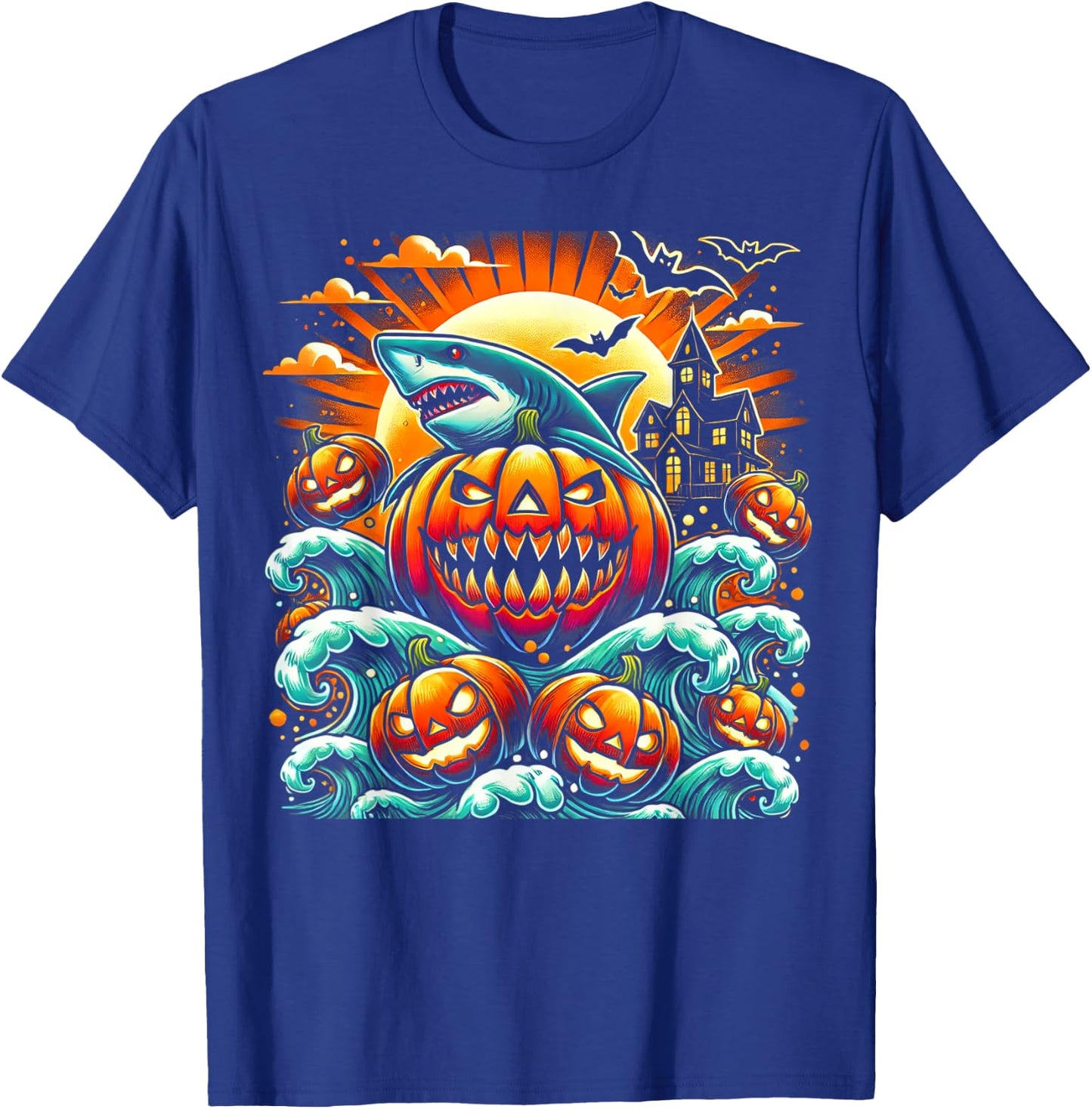 Pumpkin Shark Halloween T-Shirt - T-Shirt | Royal