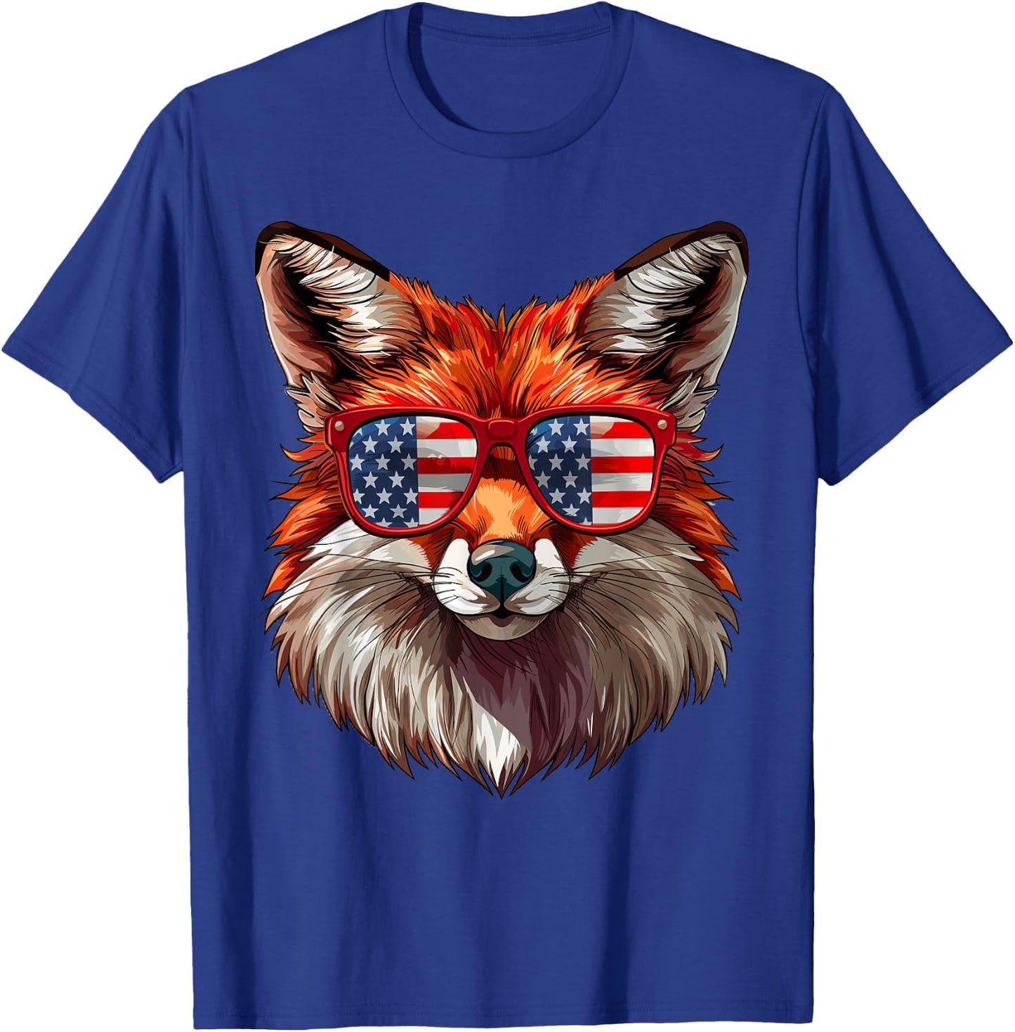 Foxy American Flag Funny Foxy Lovers Mom Dad 4th of July T-Shirt - T-Shirt | Royal