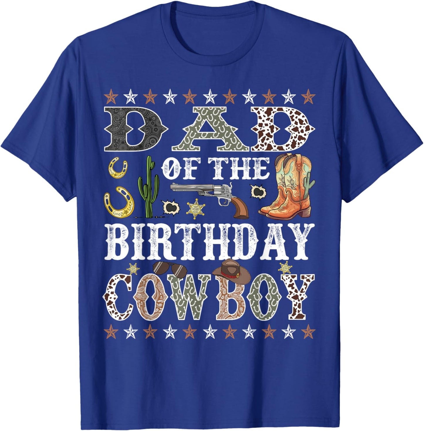 Dad Of The Birthday Cowboy Rodeo Dad T-Shirt - T-Shirt | Royal