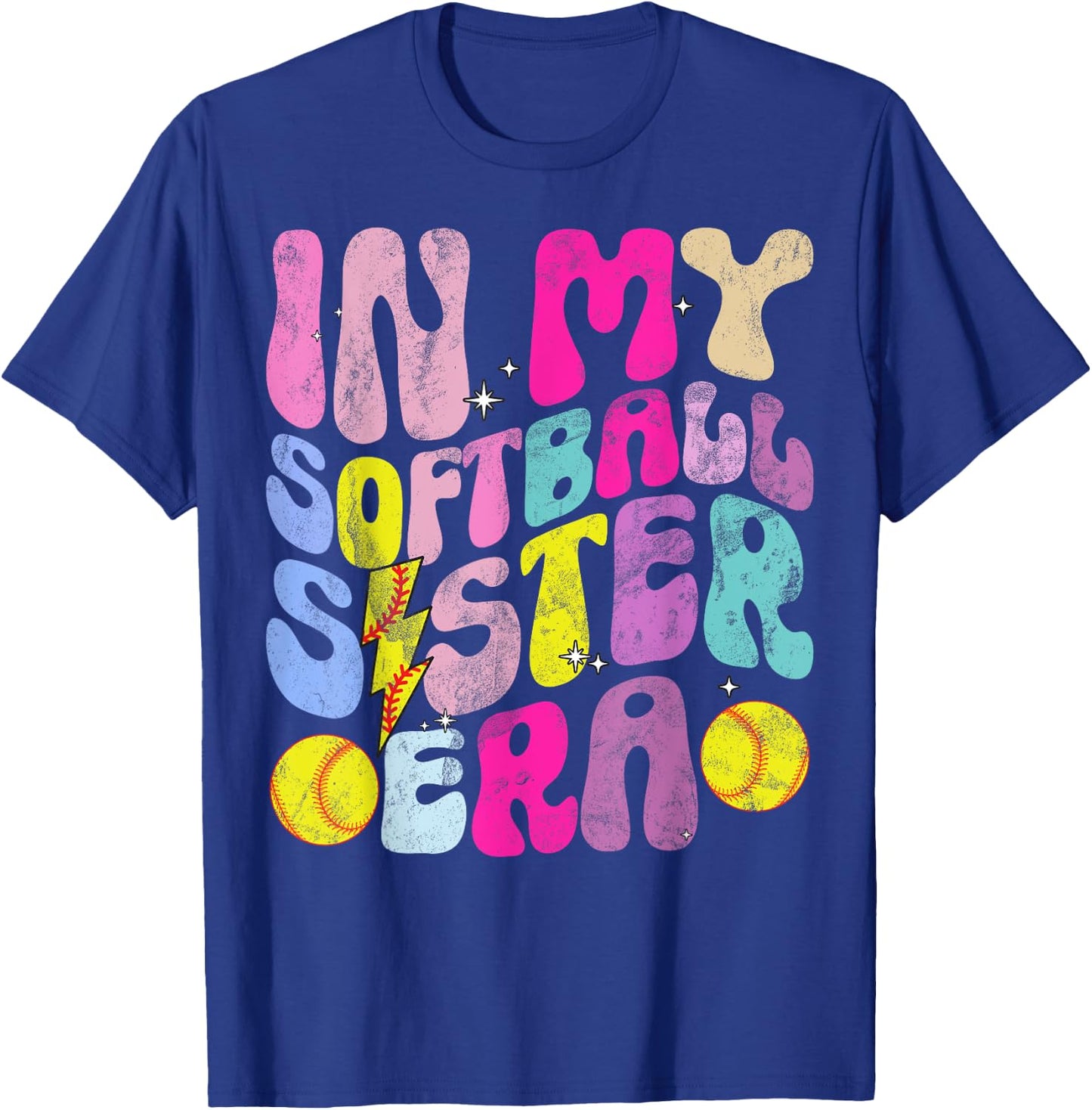 In My Softball Sister Era Softball Lover Fan Support Sibling T-Shirt - T-Shirt | Royal