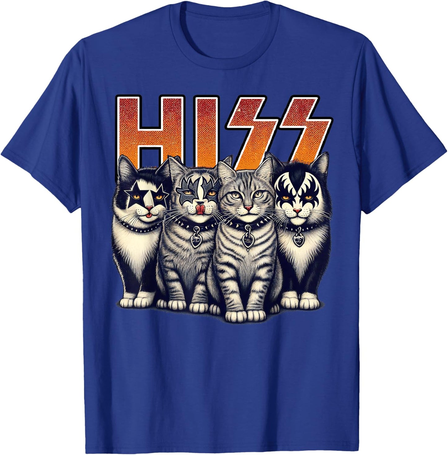 Hiss Funny Cats Kittens Rock Rockin Birthday Gifts Idea T-Shirt - T-Shirt | Royal