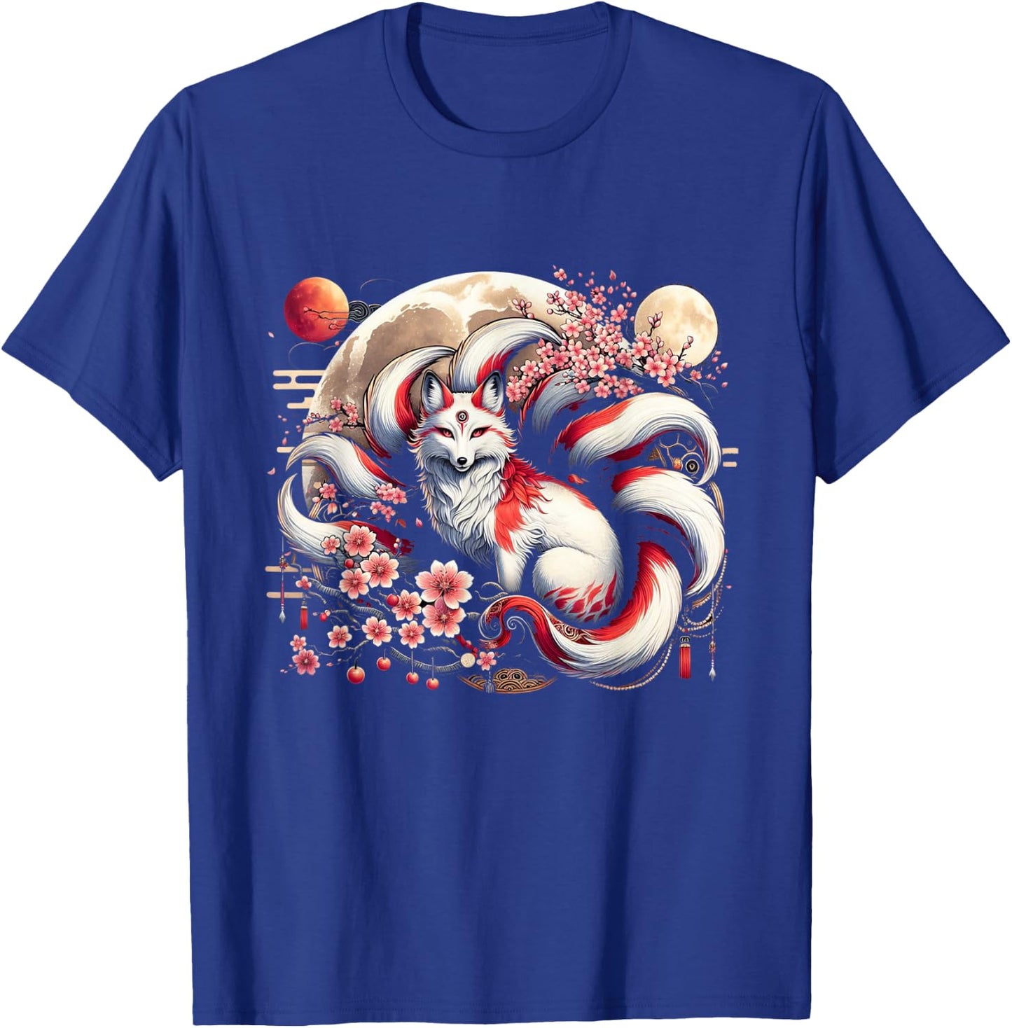 Kitsune Japanese Nine-tailed Fox With T-Shirt - T-Shirt | Royal