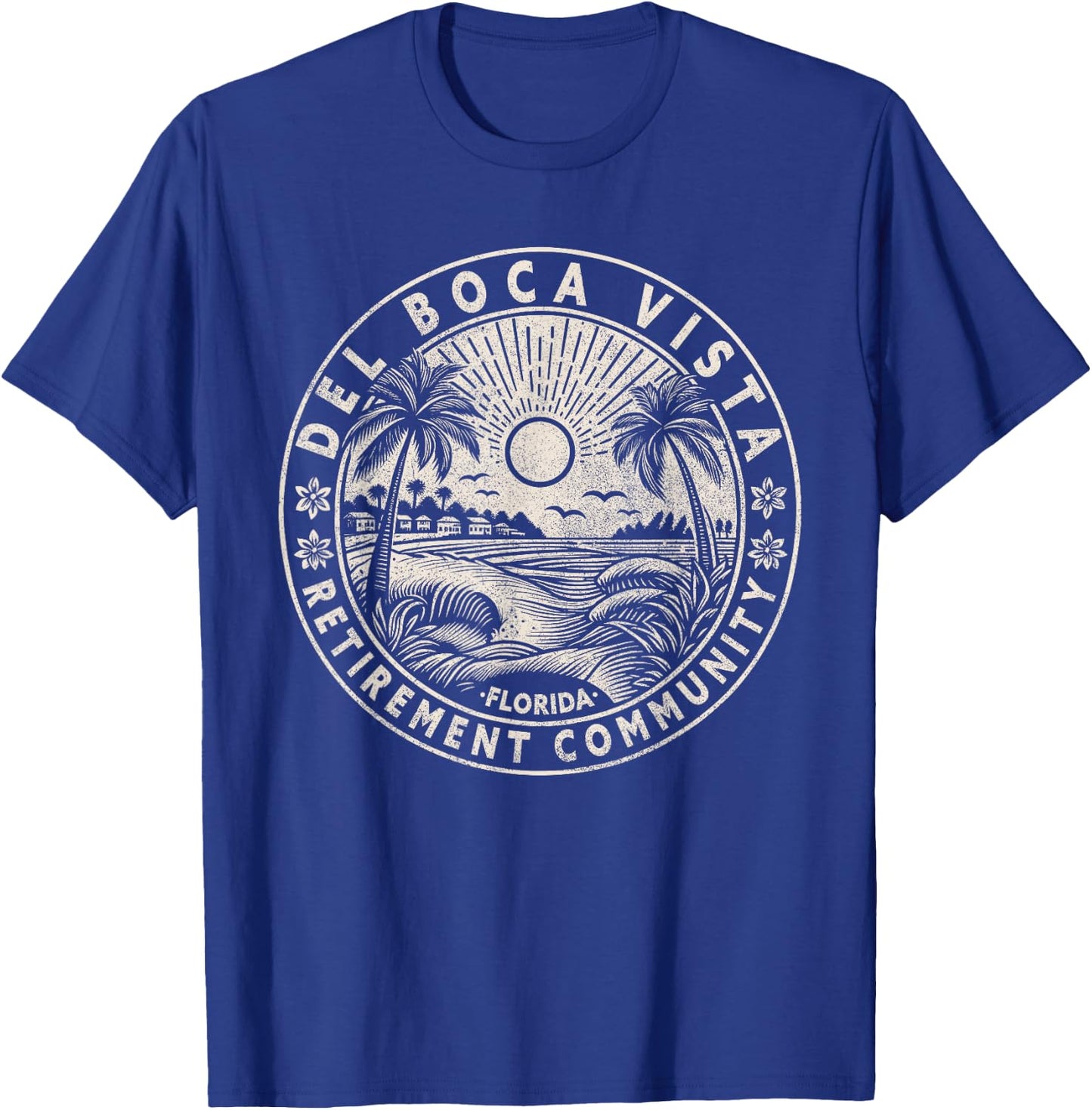 Del Boca Vista Retro Sunset Florida Vintage T-Shirt - T-Shirt | Royal
