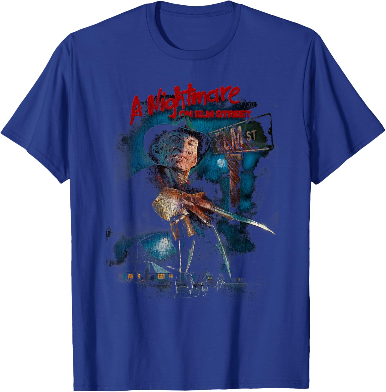 A Nightmare On Elm Street Freddy Poster Fade T-Shirt - T-Shirt | Royal