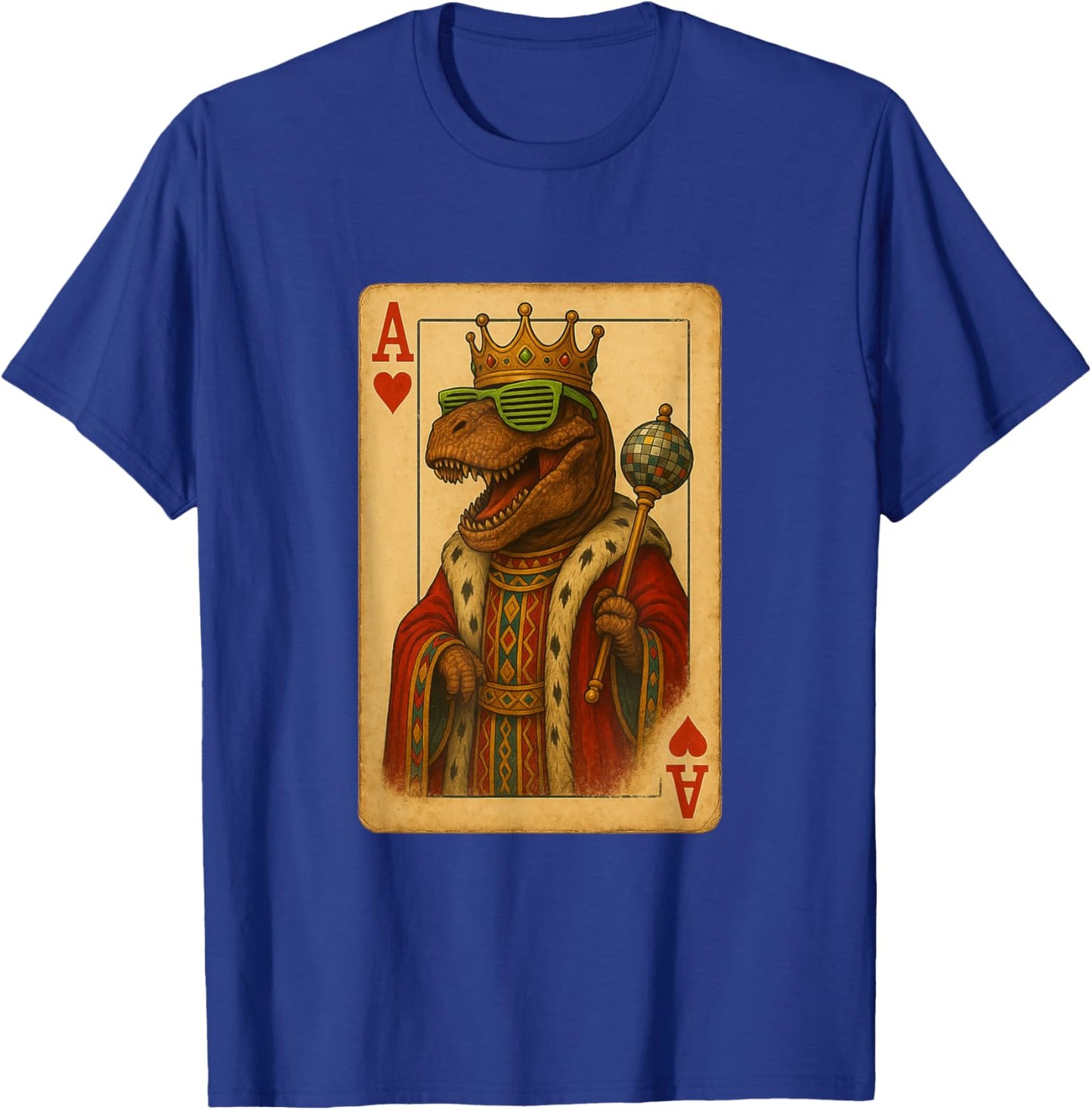 Tyrannosaurus Disco Ace Hearts Playing Card King Dinosaur T-Shirt - T-Shirt | Royal