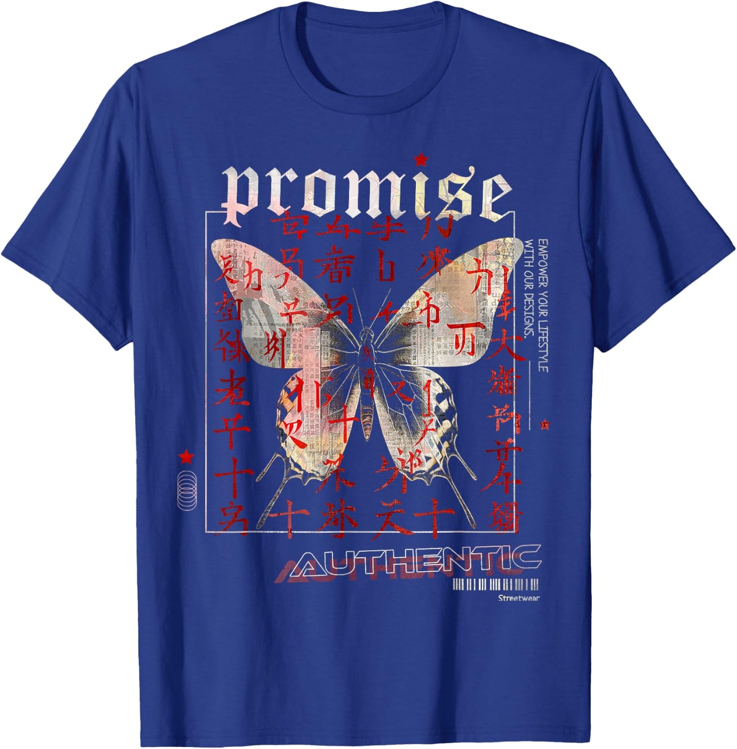 Butterfly | Frontprint | Anime Animal Art Graphic Anime T-Shirt - T-Shirt | Royal