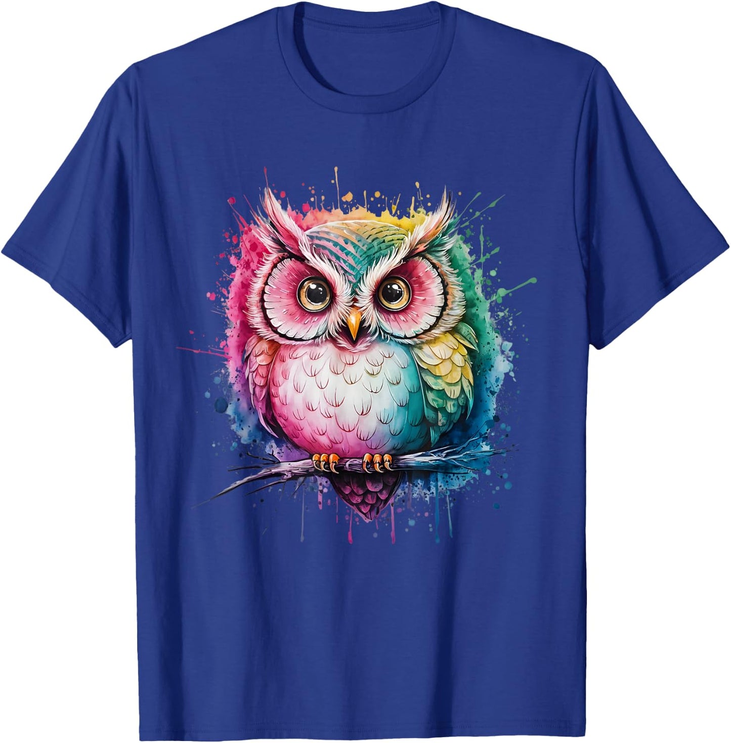 Owl Men Woman Colorful Watercolor Owl T-Shirt - T-Shirt | Royal