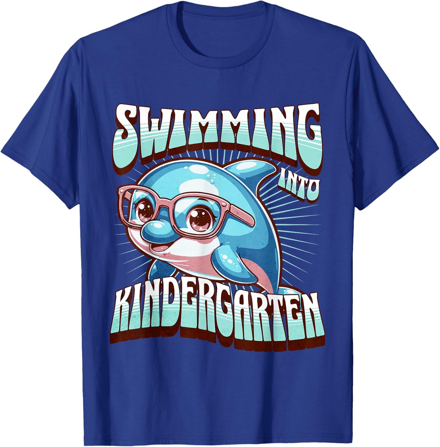Swimming Into Kindergarten Cute Dolphin Back to School Kid T-Shirt - T-Shirt | Royal