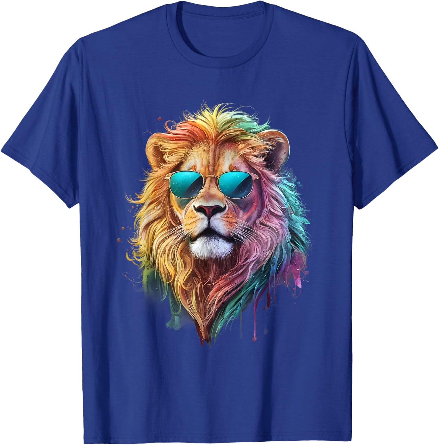 Lion Men Woman Colorful Watercolor Lion T-Shirt - T-Shirt | Royal