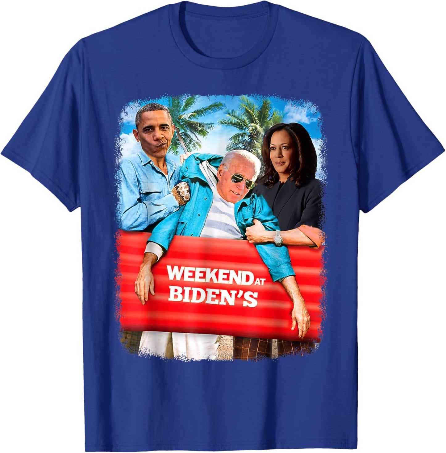 Weekend At Bidens Funny President 2024 Vote Vintage T-Shirt - T-Shirt | Royal
