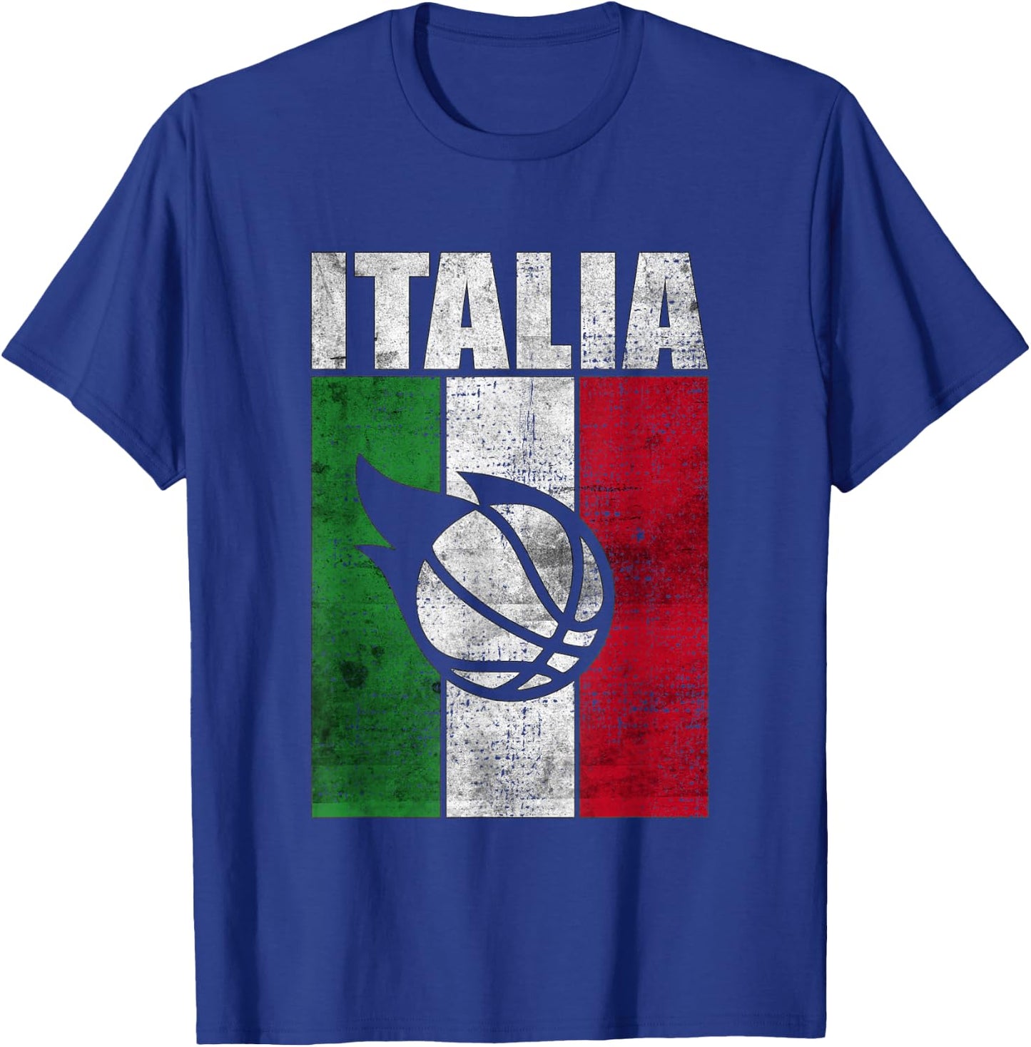 Italia Basketball Italy Flag Retro Vintage Grunge Art T-Shirt - T-Shirt | Royal