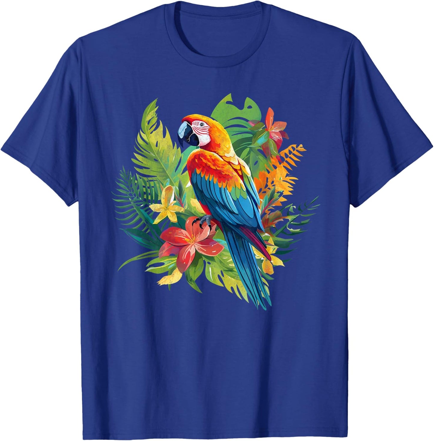Parrot In Tropical Summer Flower Women Cockatiel Bird T-Shirt - T-Shirt | Royal