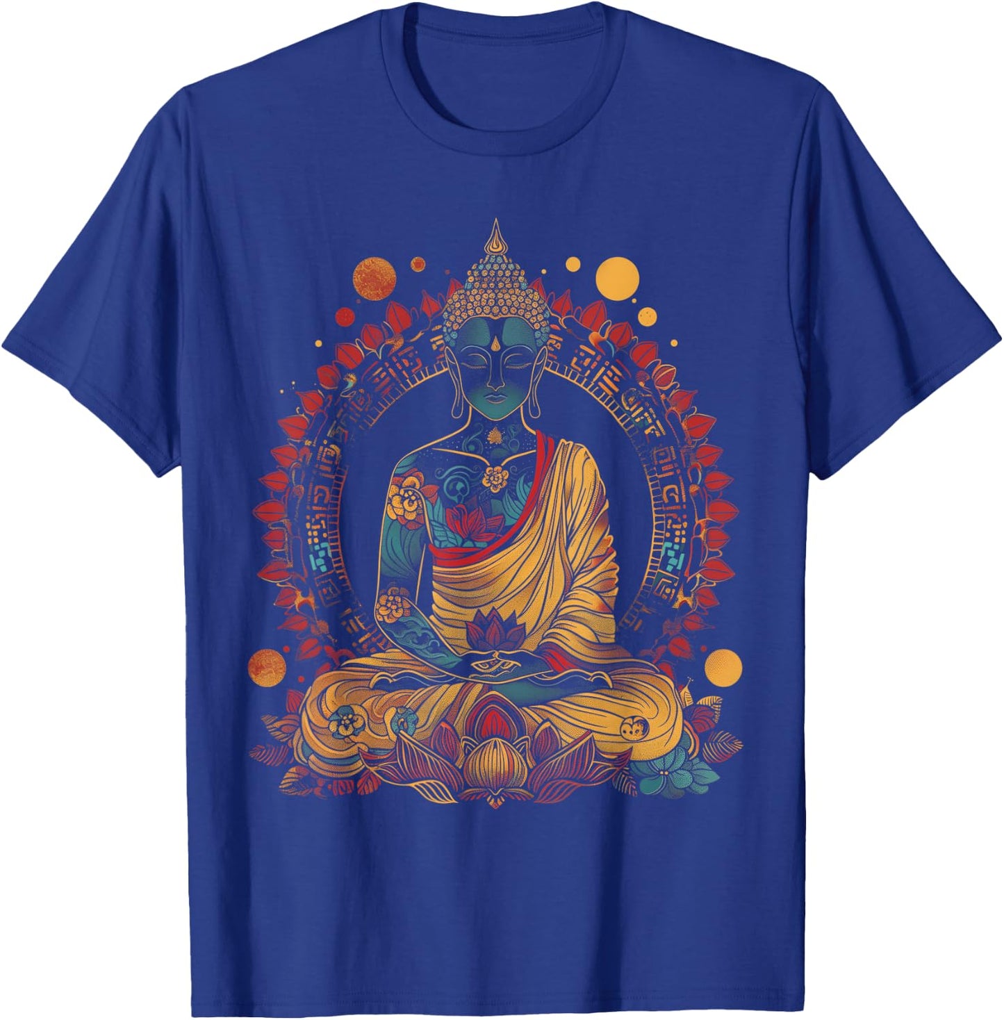 Buddha Vintage Flowers Zen Buddhist Buddhism Yoga Spiritual T-Shirt - T-Shirt | Royal