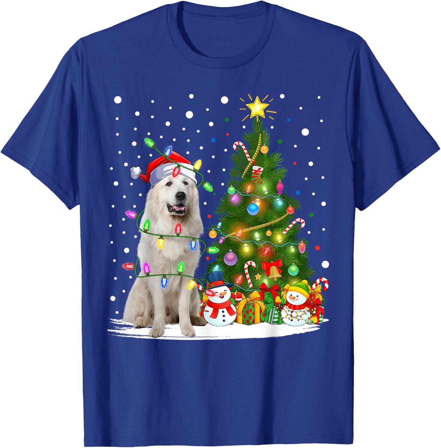 Lighting Xmas Tree Santa Great Pyrenees Dog Christmas T-Shirt - T-Shirt | Royal