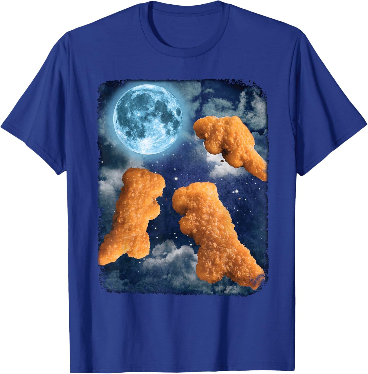 Funny Food Dinosaur Chicken Nuggets Howling At The Moon T-Shirt - T-Shirt | Royal