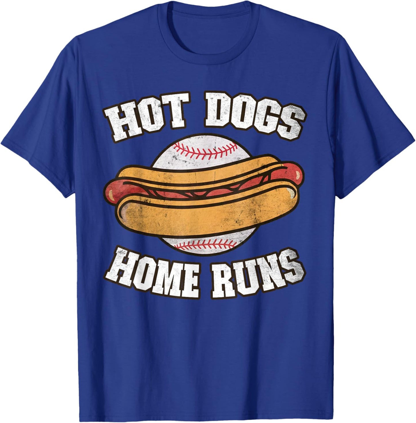 Hot Dogs and Home Runs Ballpark Playing Baseball T-Shirt - T-Shirt | Royal