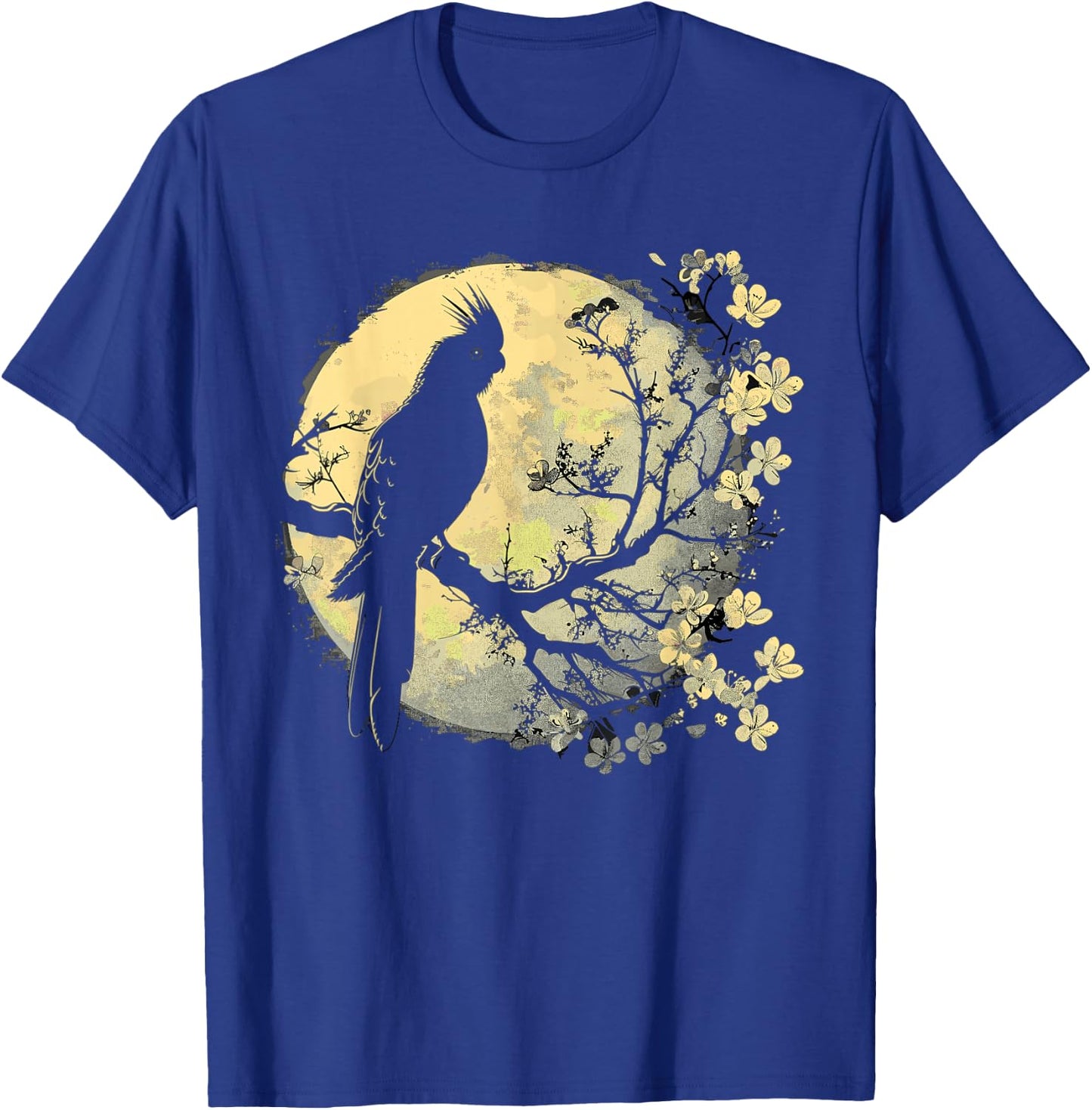 Cockatiel Parrot Lliebhaber Bird Moon and Flowers T-Shirt - T-Shirt | Royal